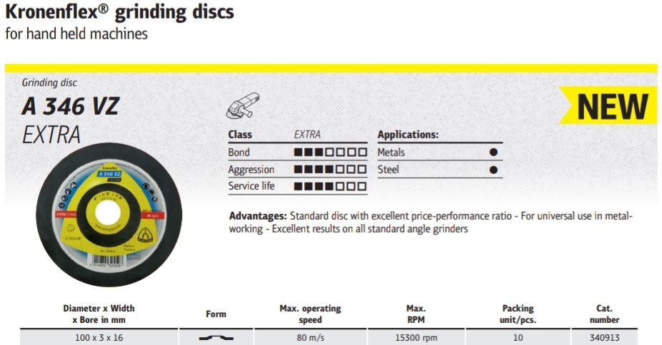 ใบเจียร Klingspor grinding discs A 346 VZ Extra