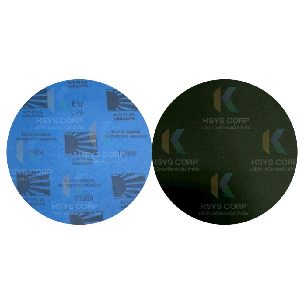 กระดาษทรายกลม sunflag หลังฟ้า หน้าดำอมเทา Silicon carbide ขนาด 5,6,8 นิ้ว