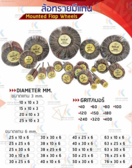 ล้อทรายมีแกนขนาด Gold (แกนขนาด 3mm , 6mm)